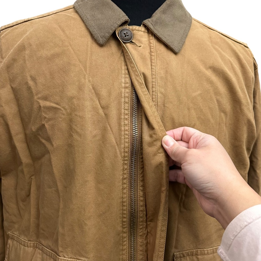 L.L. Bean Men's Vintage Tan Collared Zip Field Barn Jacket‎ Size Large Reg - Picture 3 of 10